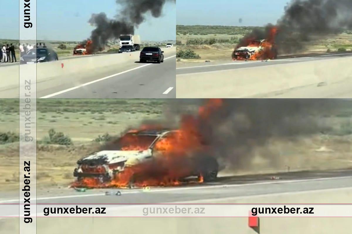 Bakıya gələn avtomobil yolda alışaraq YANDI