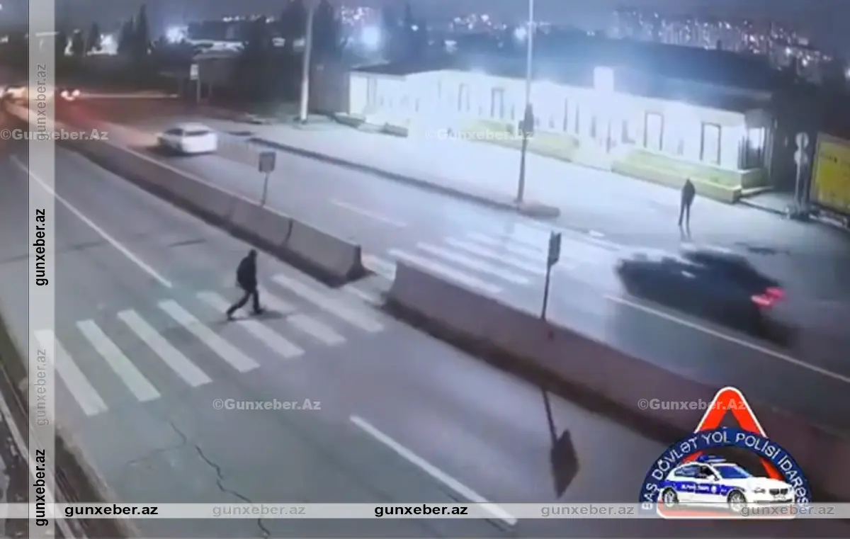 Bakı-Şamaxı yolunda piyadanın avtomobillə vurulmasının ANBAAN GÖRÜNTÜSÜ: Hadisə yerində öldü