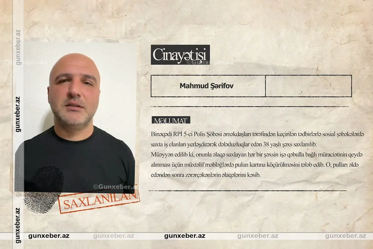 Sosial şəbəkələrdə işə qəbulla bağlı saxta elanlar paylaşan şəxs saxlanılıb