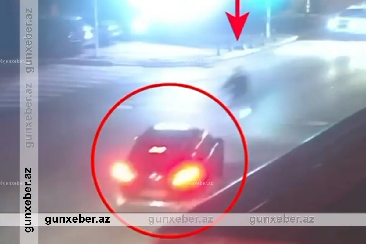 Bakıda 19 yaşlı motosiklet sürücüsünün öldüyü qəzanın ANBAAN GÖRÜNTÜLƏRİ