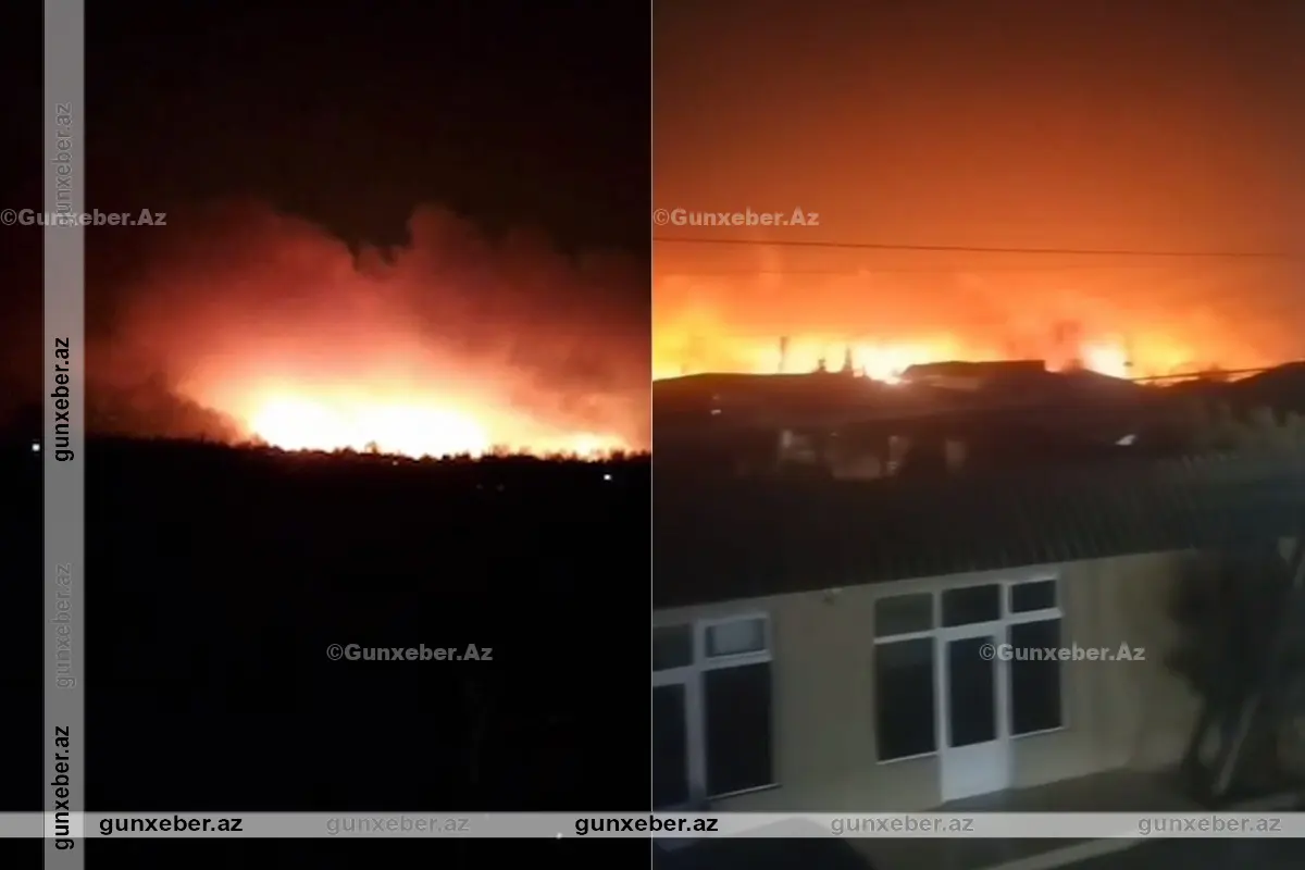 Füzuli-Horadiz ərazisində güclü yanğın: Tüstüdən zəhərlənən var