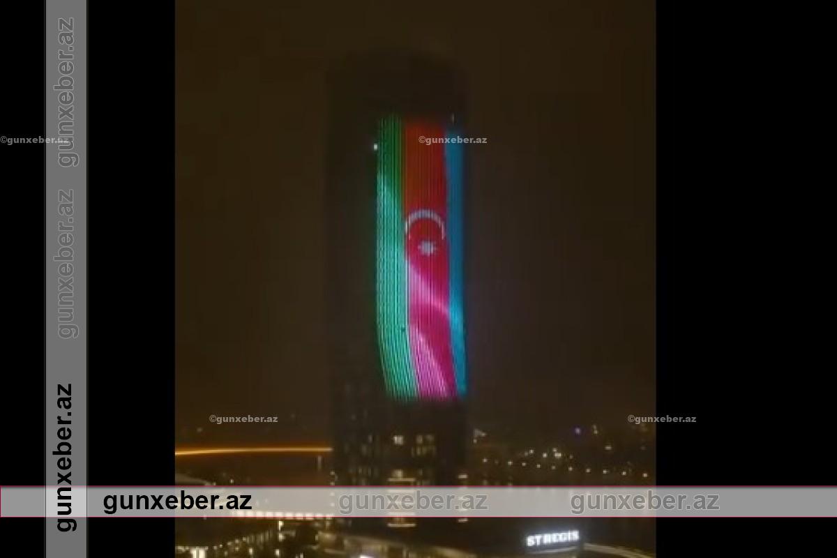 Belqradın mərkəzindəki binada Azərbaycan bayrağı əks olunub – VİDEO